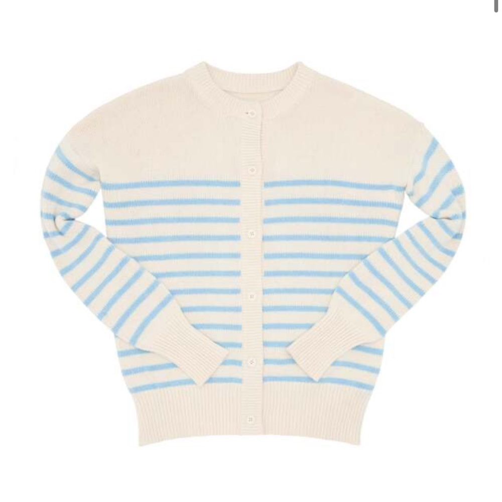 Minnow Women’s cream and peri blue stripe cardigan